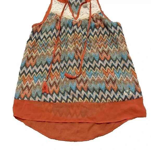 Women's Charming Charlie Boho Southwest Sheer Tank Top/Blouse Size Small Orange - Picture 3 of 4